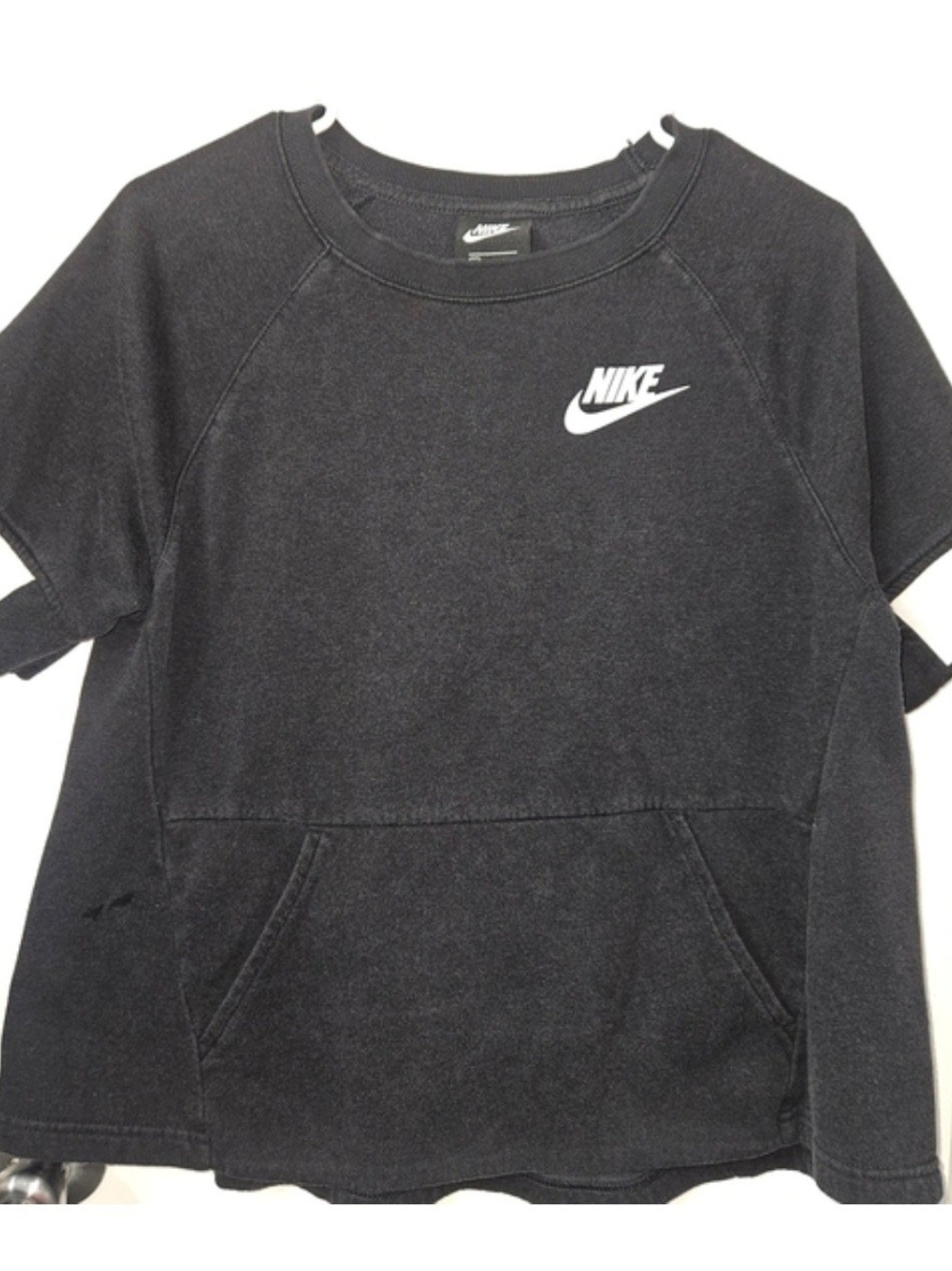 Nike Black Short-Sleeve Sweatshirt  Girls Youth Xl Kangaroo Pouch